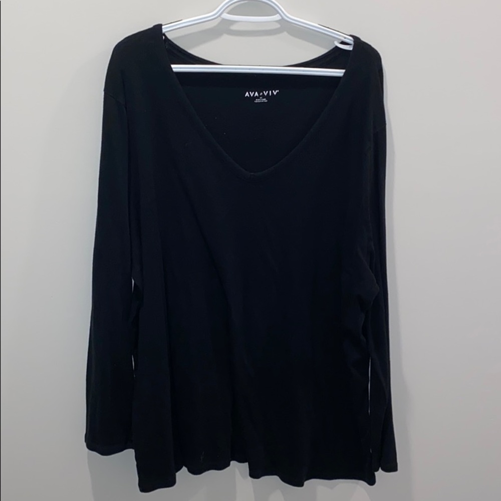 Plus Size Long Sleeve V-Neck Tee
